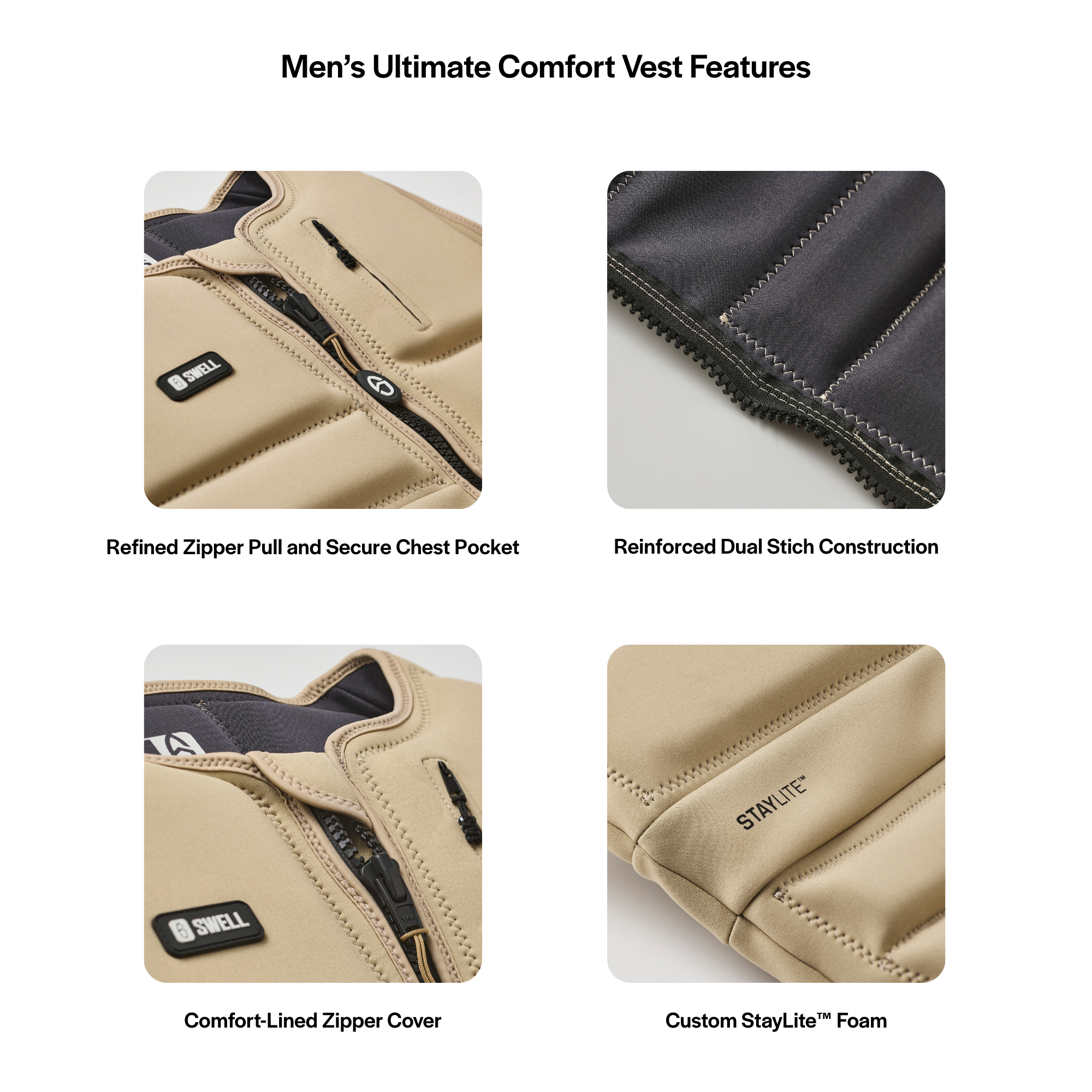 SWELL Wakesurf Vest - Men's Shadow - Ultimate Comfort Neoprene Jacket