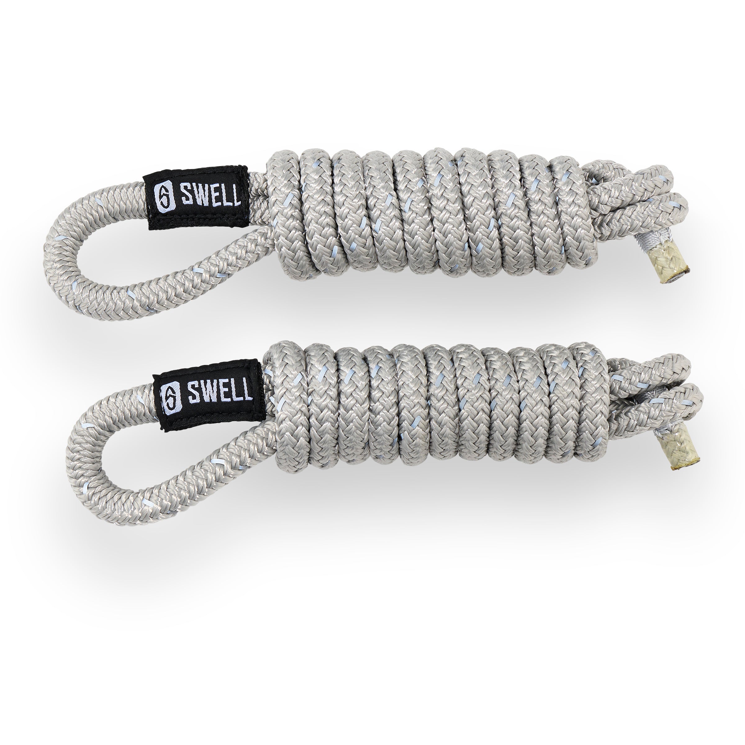 SWELL Wakesurf 6ft reflective fender lines, double braided nylon (2-pack) grey
