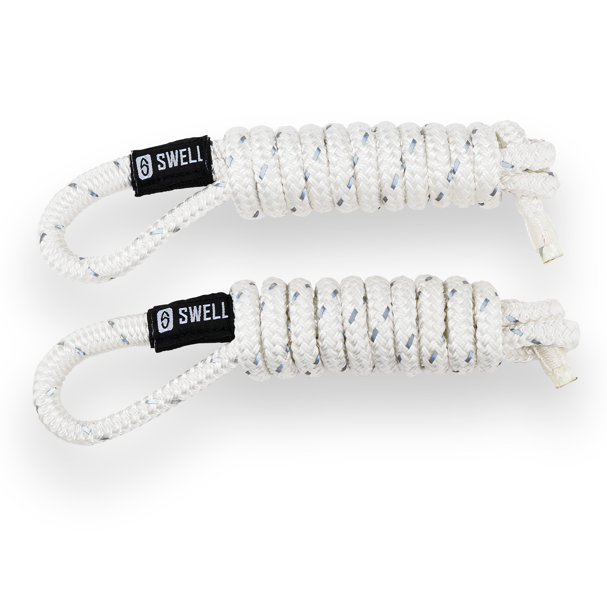 SWELL Wakesurf 6ft reflective fender lines, double braided nylon (2-pack) white