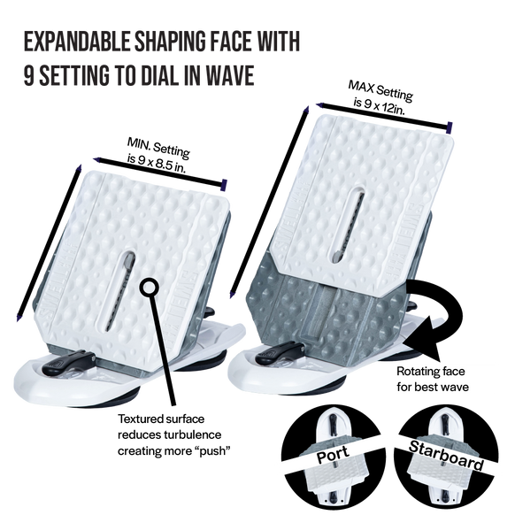 SWELL Wakesurf Creator H3X Plus - Patented Extending Rotating Face and Texture