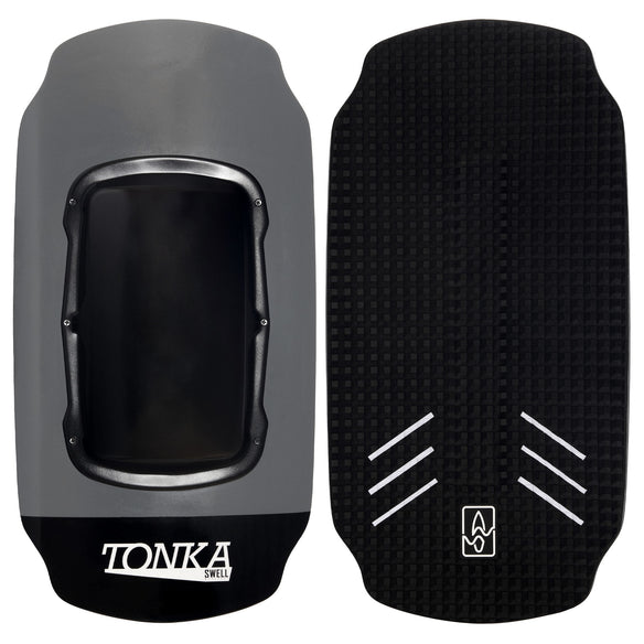 Detail of the black traction pad on the SWELL Wakesurf Tonka Balance Board