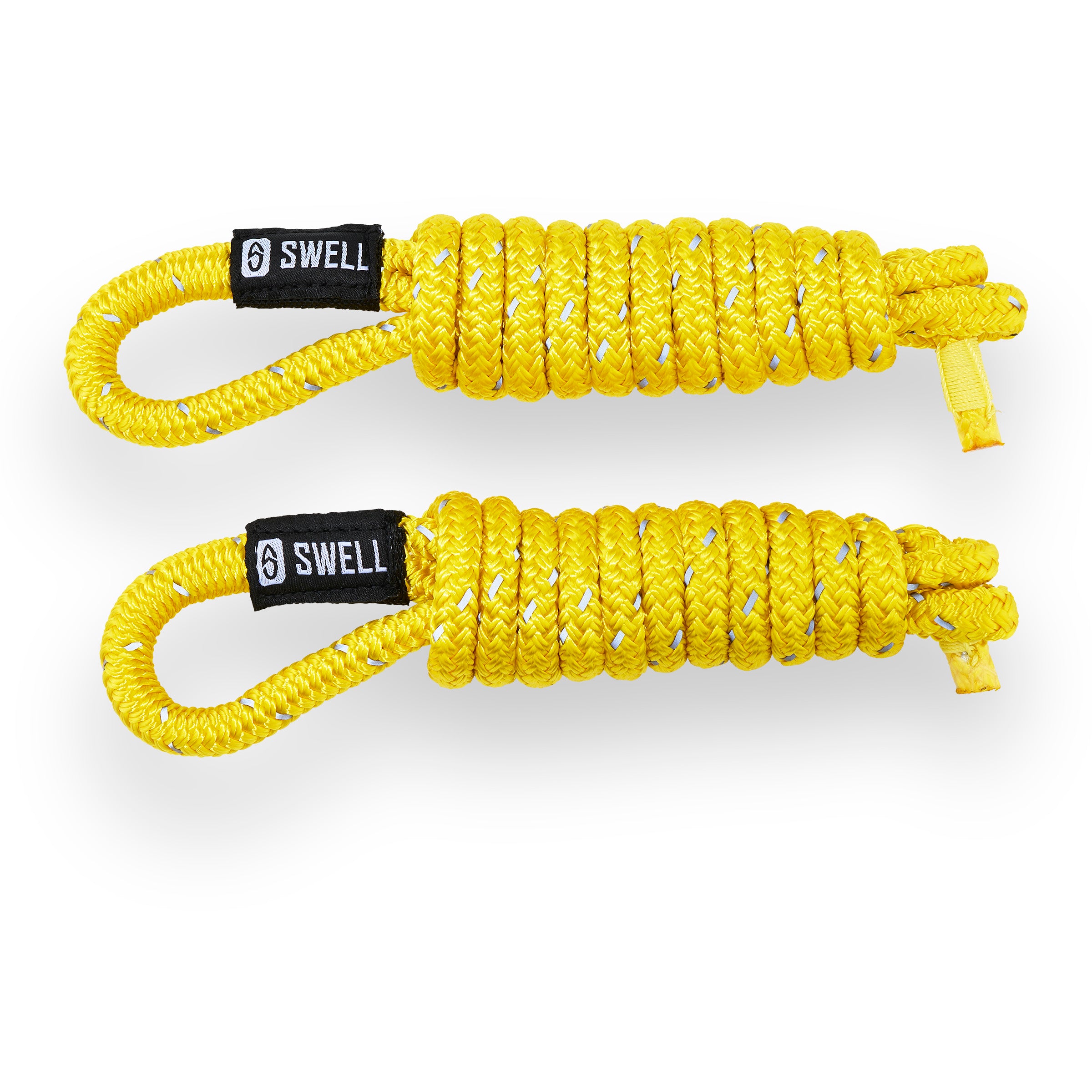 SWELL Wakesurf 6ft reflective fender lines, double braided nylon (2-pack) yellow
