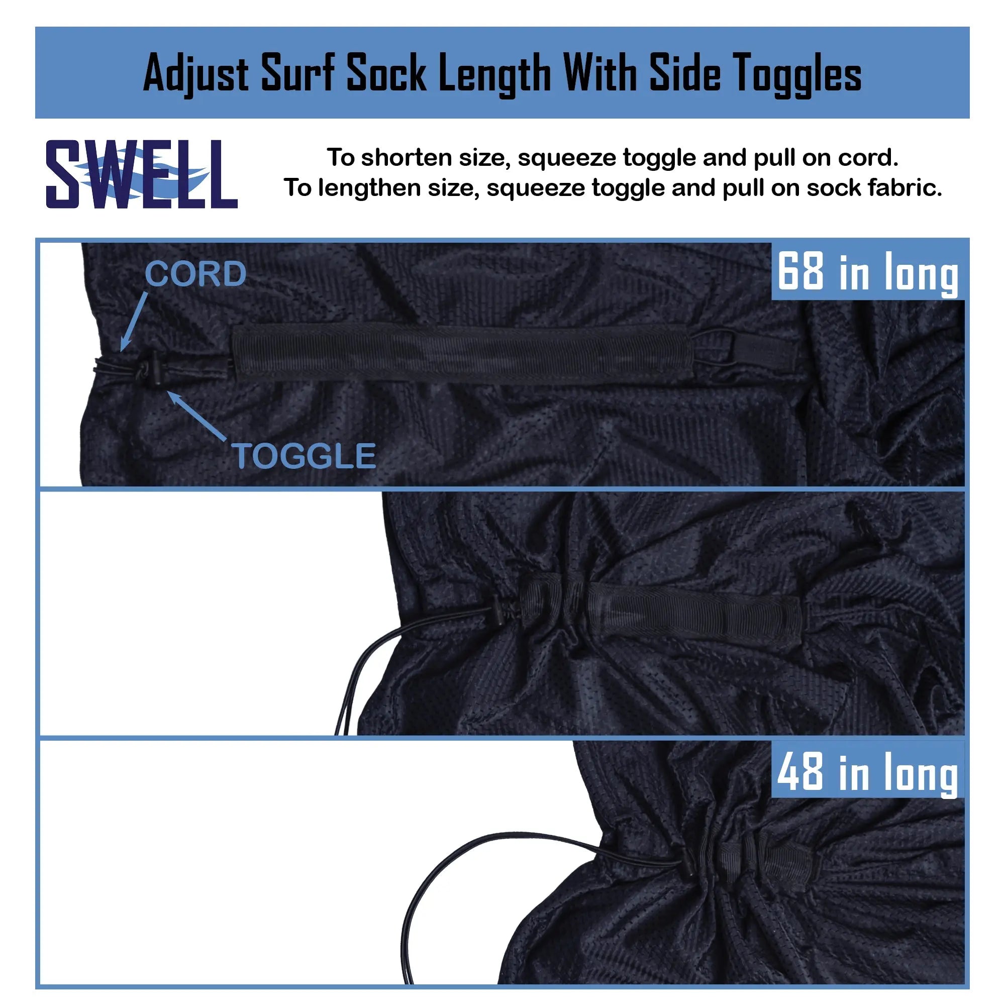 SWELL Wakesurf - Padded Nose Adjustable length Board Surf Sock - OPEN BOX SWELL Wakesurf