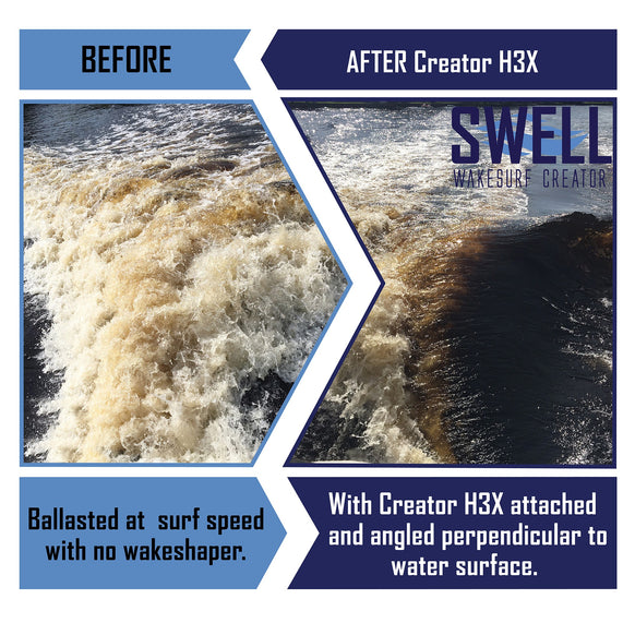 SWELL Wakesurf Creator H3X - Patented Rotating Face & Drag Reducing Texture SWELL Wakesurf