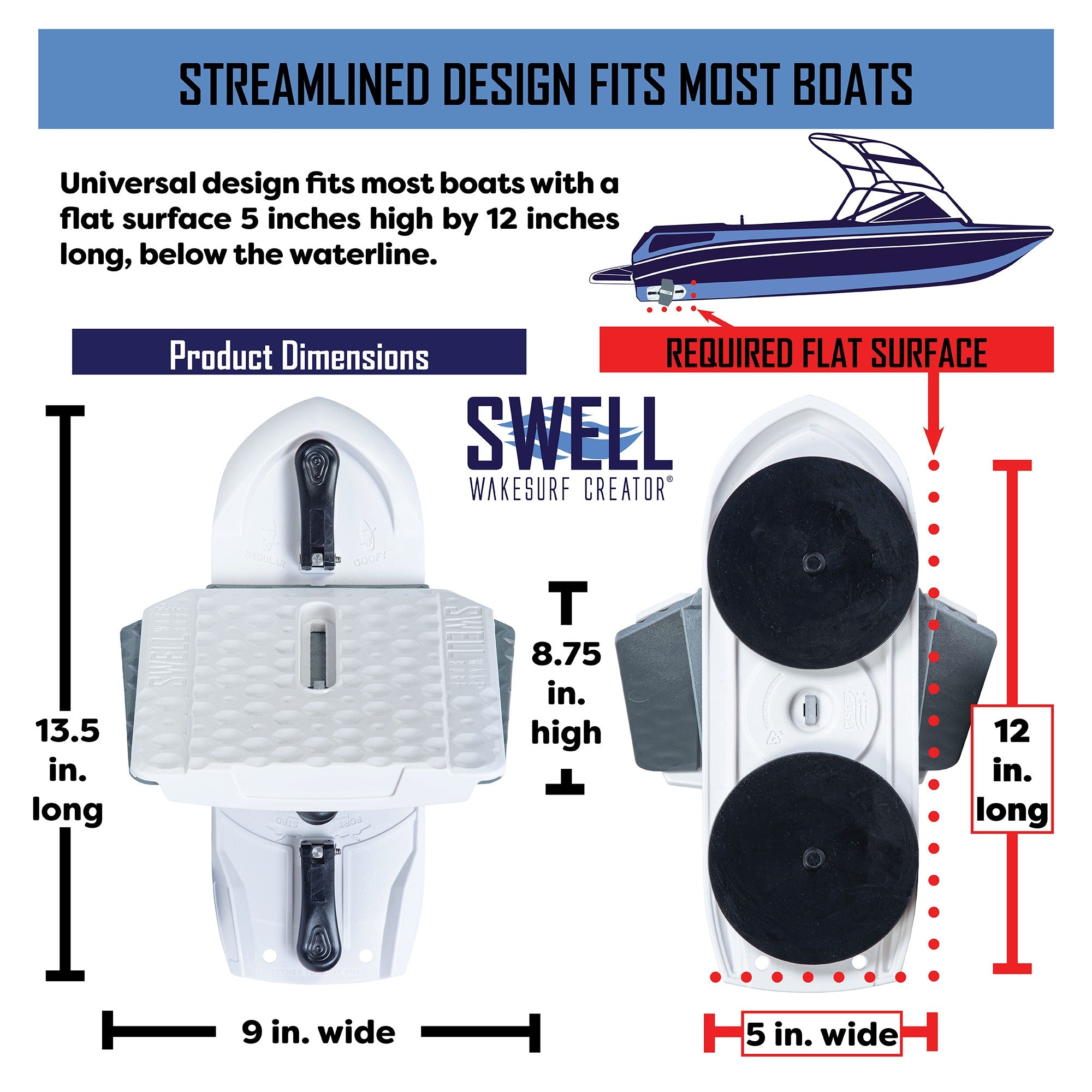 SWELL Wakesurf Creator H3X Plus - Patented Extending Rotating Face and Texture SWELL Wakesurf